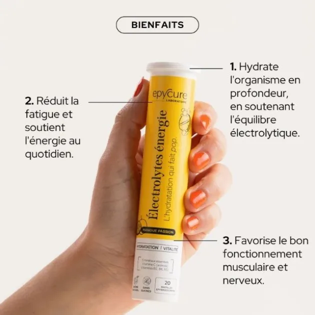 Epycure Électrolytes Énergie Mangue Passion - 20 pastilles