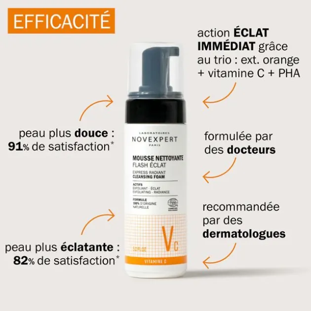 Novexpert Mousse nettoyante Flash Éclat - 150 ml